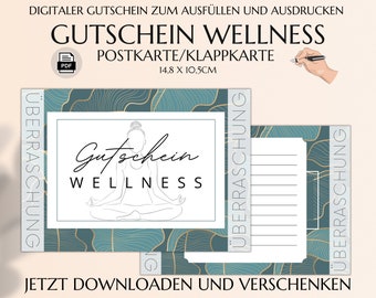 Wellness Gutschein Vorlage zum Ausdrucken | Wellnessgutschein | Geschenkgutschein | Druckbare Karte | JSK124