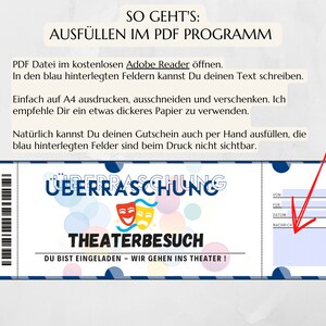 Gutschein Theater Vorlage zum Ausdrucken Theaterkarte Geschenk Personalisiert JSK063 image 3