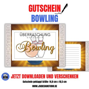 Plantilla de bono de bolos para imprimir | Regalo personalizado para una experiencia de ocio | PDF personalizable | JSK222