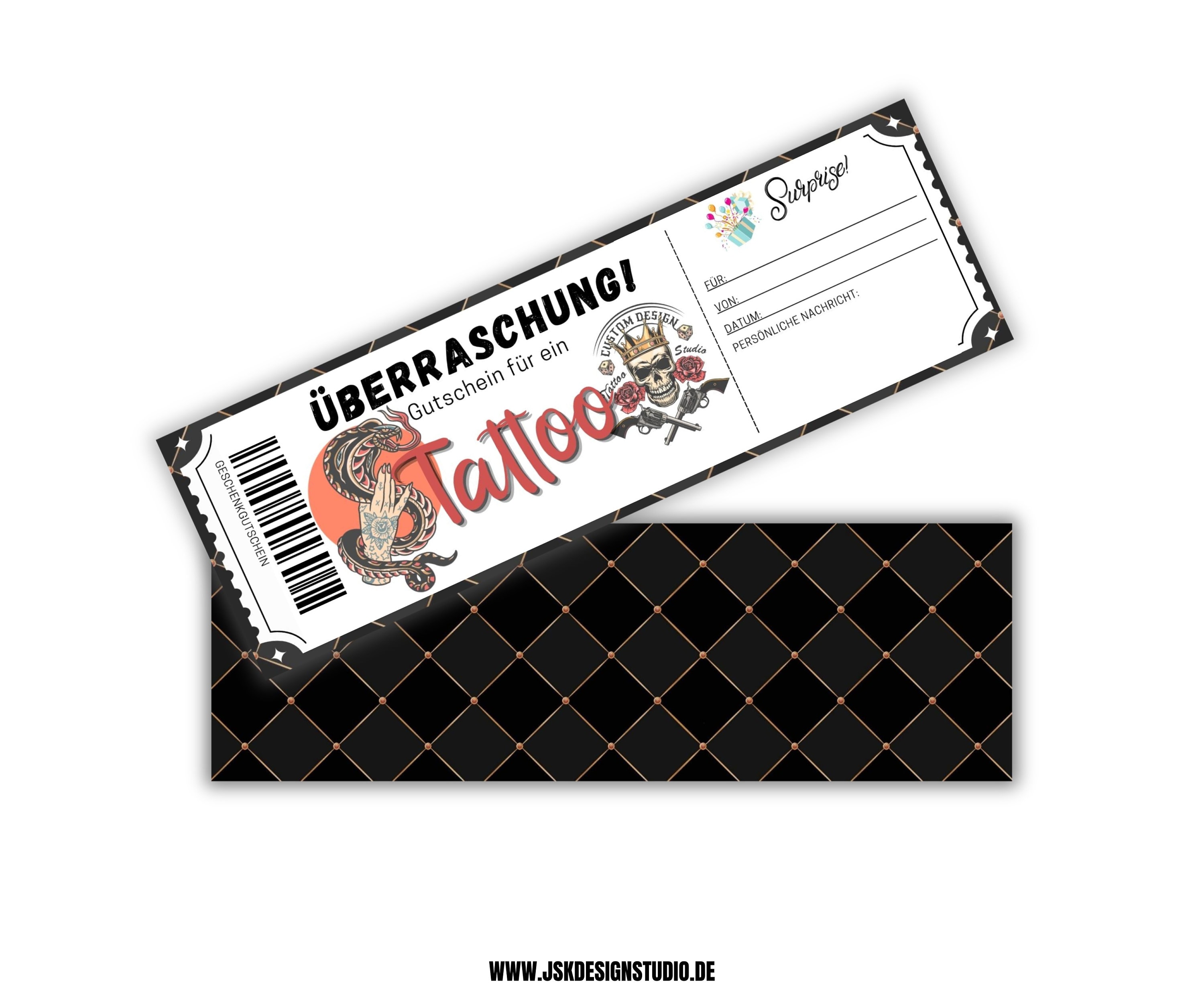 Popup Box / Explosionsbox Tattoo - Gutschein - Das Perfekte Geschenk Für Bleibende Erinnerungen. Zum Geburtstag Oder Für Andere Anlässe