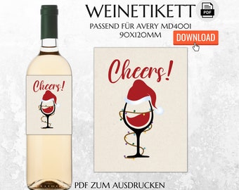 Cheers lustiges Flaschenetikett zum Ausdrucken | Spruch Weinetikett Geburtstagsgeschenk | Sofort download | Last Minute Geschenk | FLE023