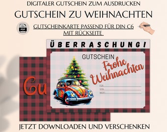 Frohe Weihnachten Gutschein zum Ausdrucken | Gutscheinvorlage | Gutschein kreativ verpacken | PDF download | JSK291