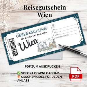 Vienna Travel Voucher – PDF Template to Print | City Trip Gift Idea Austria Surprise for Couples, Friends, Family Short Break