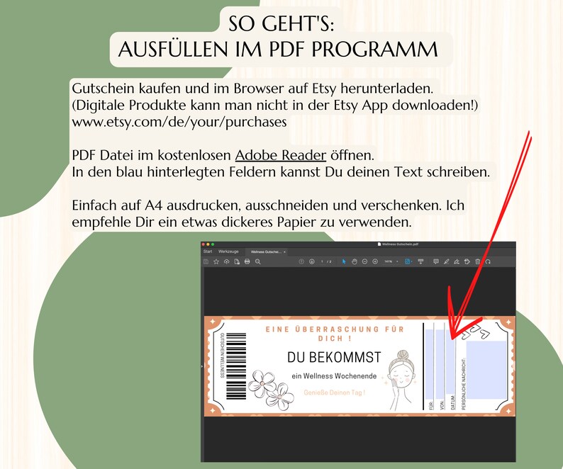 Gutschein Vorlage Wellness Gutscheinkarte PDF Download Geburtstag Geschenk Personalisiert JSK002 Bild 3