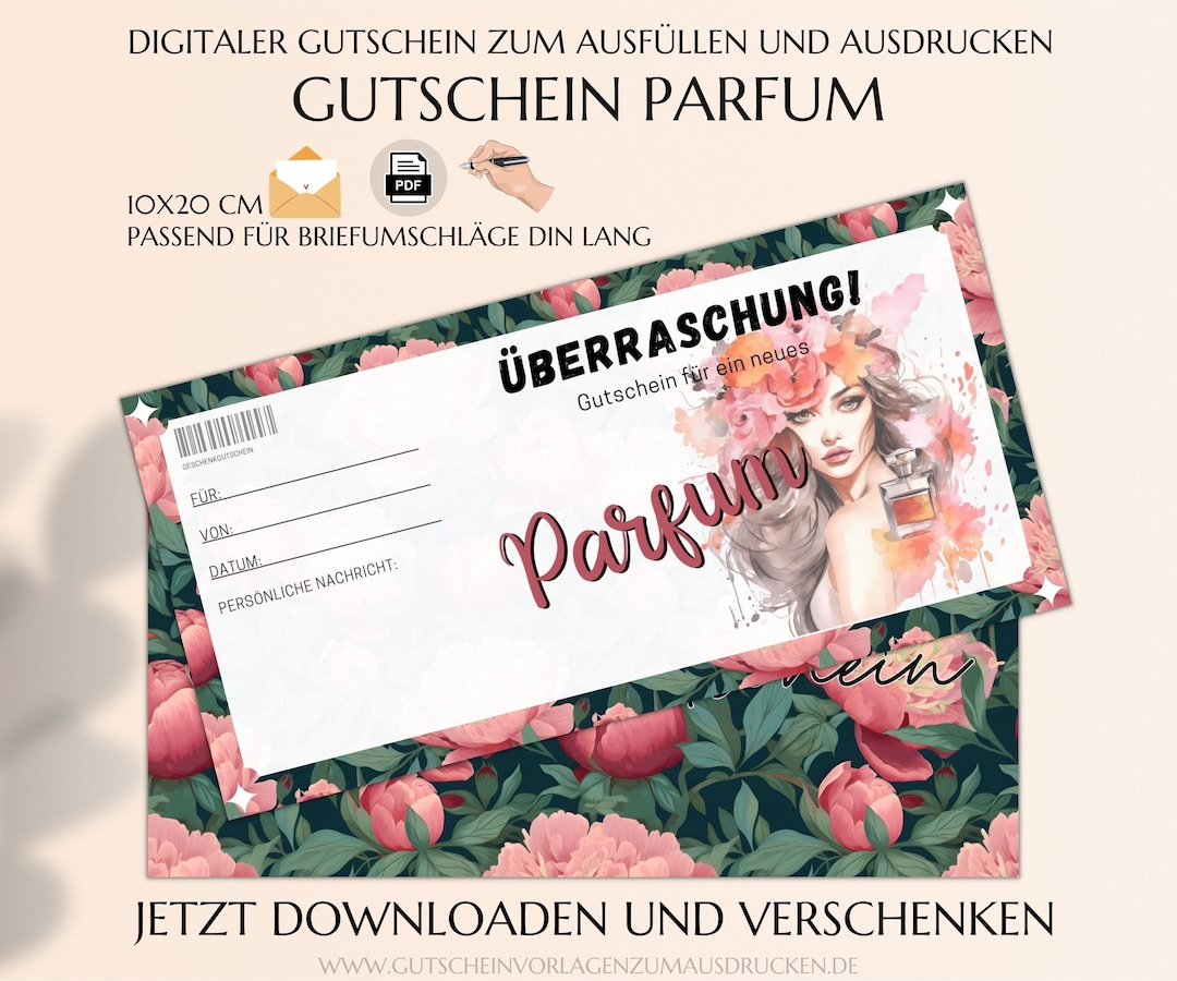 Gutschein Parfum Vorlage Zum Ausdrucken PDF Parfum Etsy