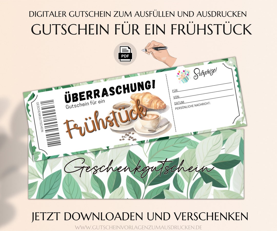 Frühstück Gutscheinvorlage Zum Ausdrucken Gutschein Frühstücken