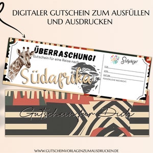 Reisegutschein Südafrika Gutscheinvorlage zum Ausdrucken PDF Download Gutschein Afrikareise Rundreise JSK303 Bild 7