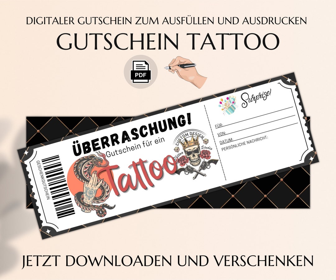Tattoo Gutschein Vorlage Zum Ausdrucken Geldgeschenk Geschenkidee