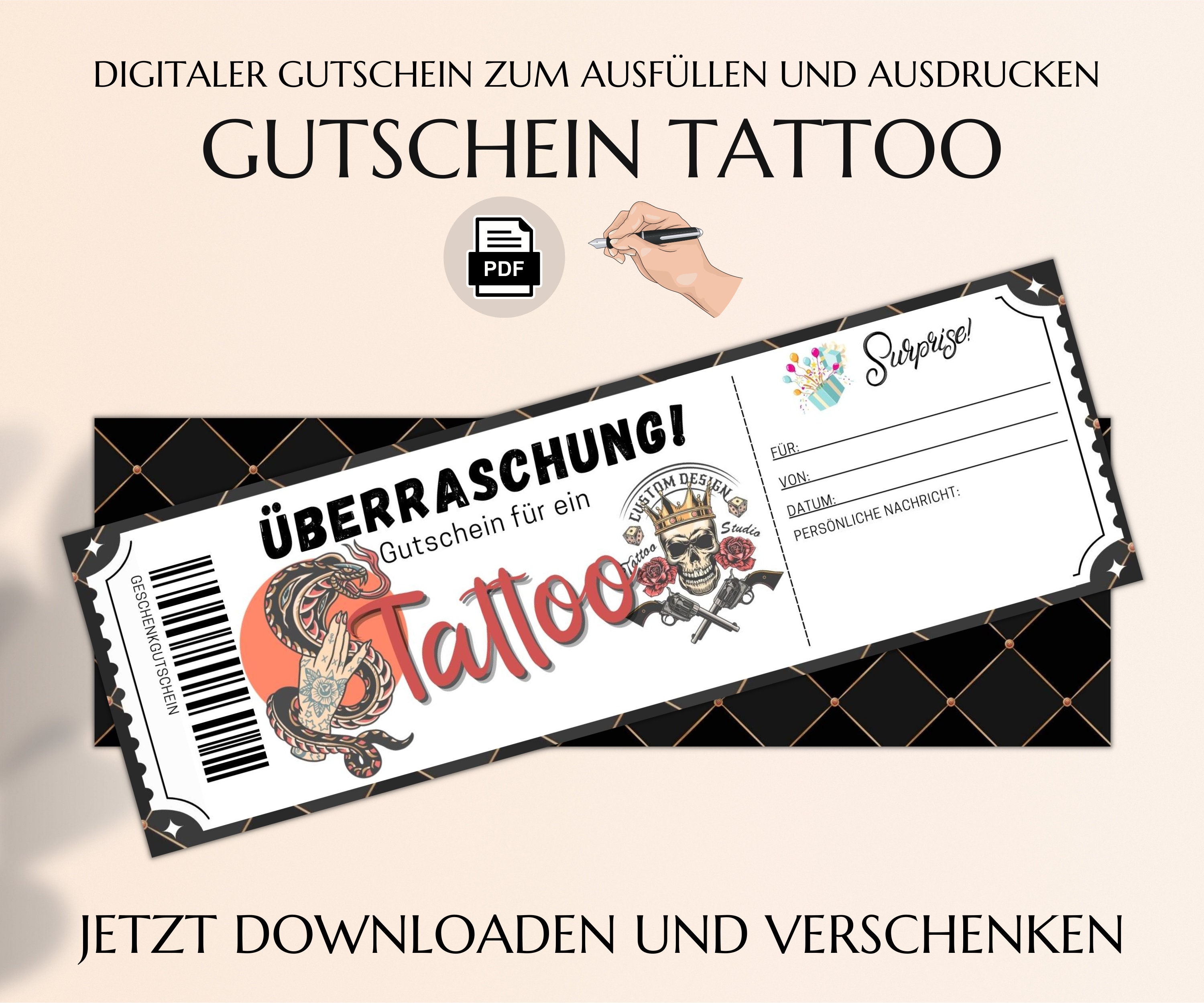 Spannende Tattoo Gutschein Verpacken Fotos