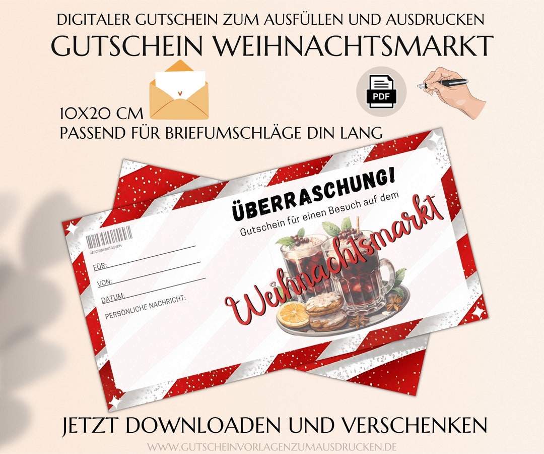Gutschein Weihnachtsmarkt Vorlage Zum Ausdrucken PDF Glühwein Trinken