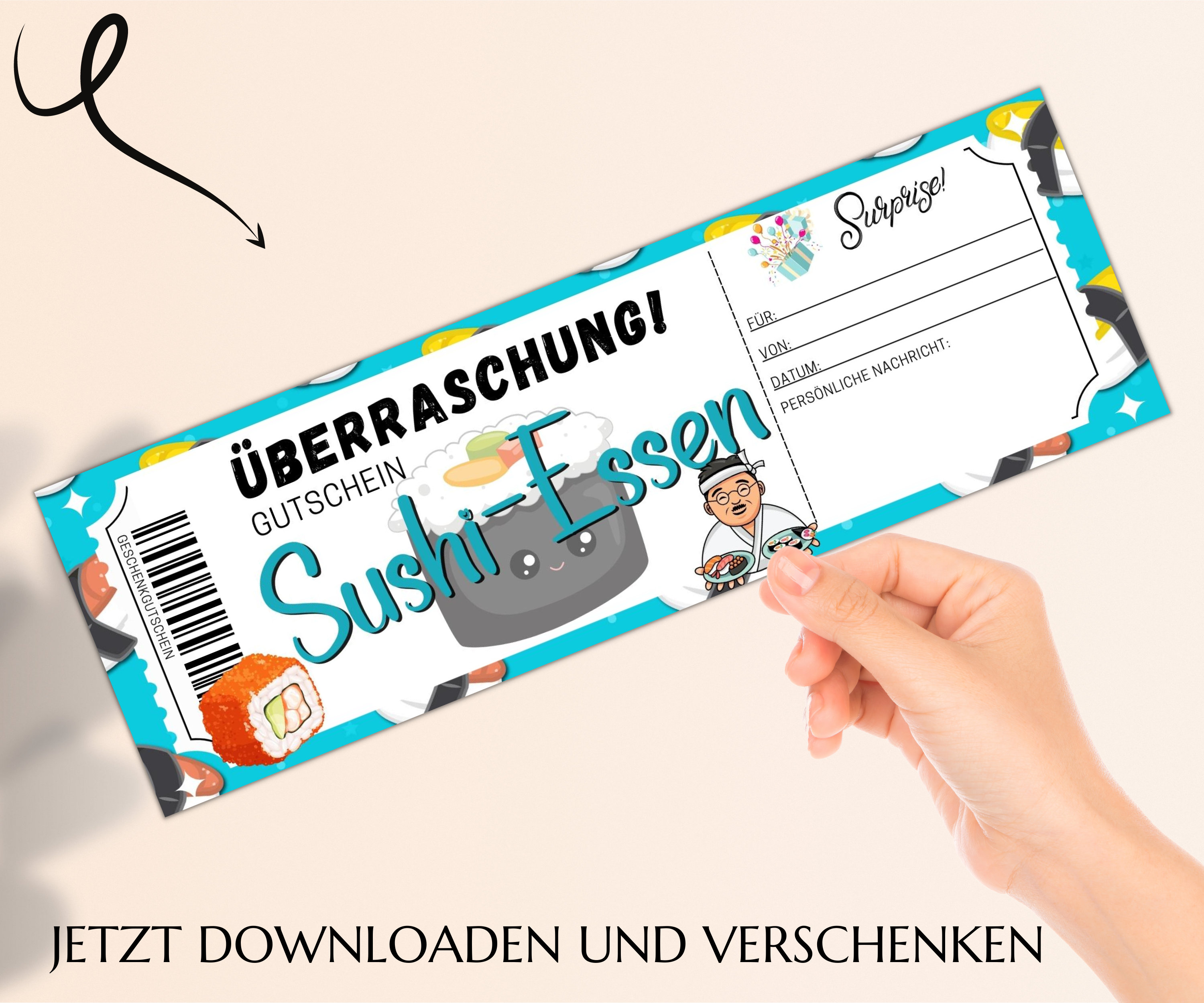 Sushi Gutschein Vorlage Zum Ausdrucken Gutscheinvorlage Essen Gehen ...
