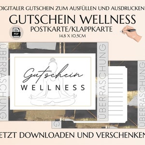 Wellness Gutschein Vorlage zum Ausdrucken Wellnessgutschein Geschenkgutschein Druckbare Karte JSK123 image 1