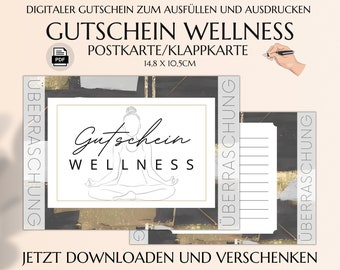 Wellness Gutschein Vorlage zum Ausdrucken | Wellnessgutschein | Geschenkgutschein | Druckbare Karte | JSK123