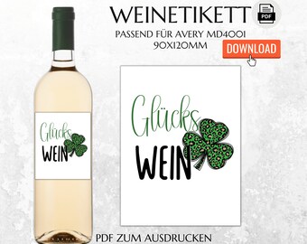 Lucky wine bottle label for printing birthday | Wine label birthday gift | Instant download | Last minute gift | FLE016