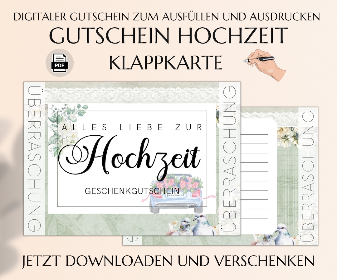 Gutschein Zur Hochzeit Vorlage Zum Ausdrucken Last Minute