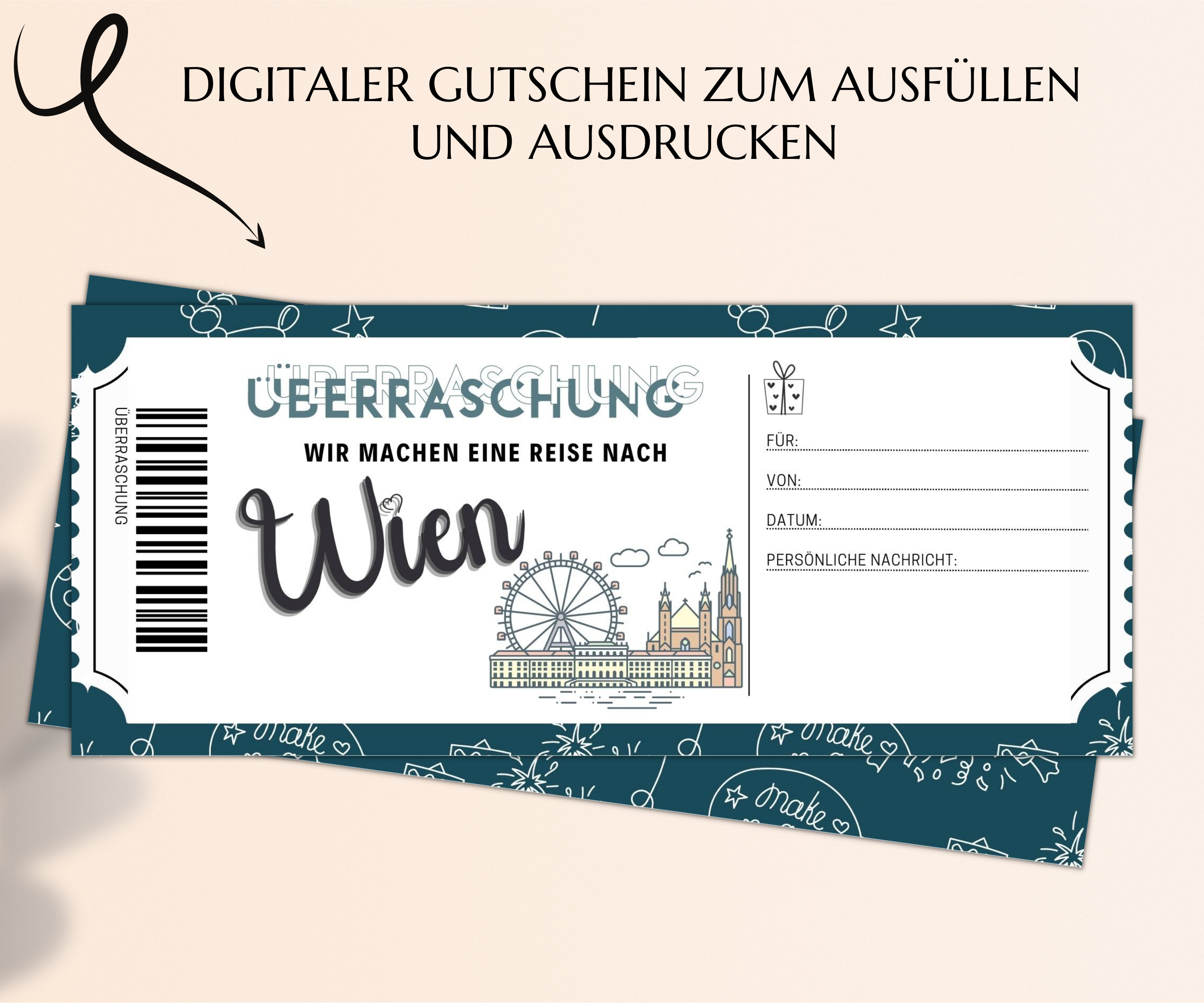 Gutschein Städtereise Wien Vorlage Zum Ausdrucken Inkl. Umschlag PDF