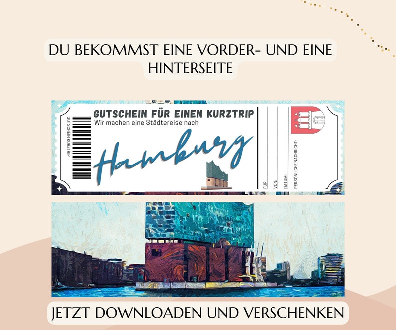 Reisegutschein Hamburg Vorlage zum Ausdrucken PDF - Etsy.de
