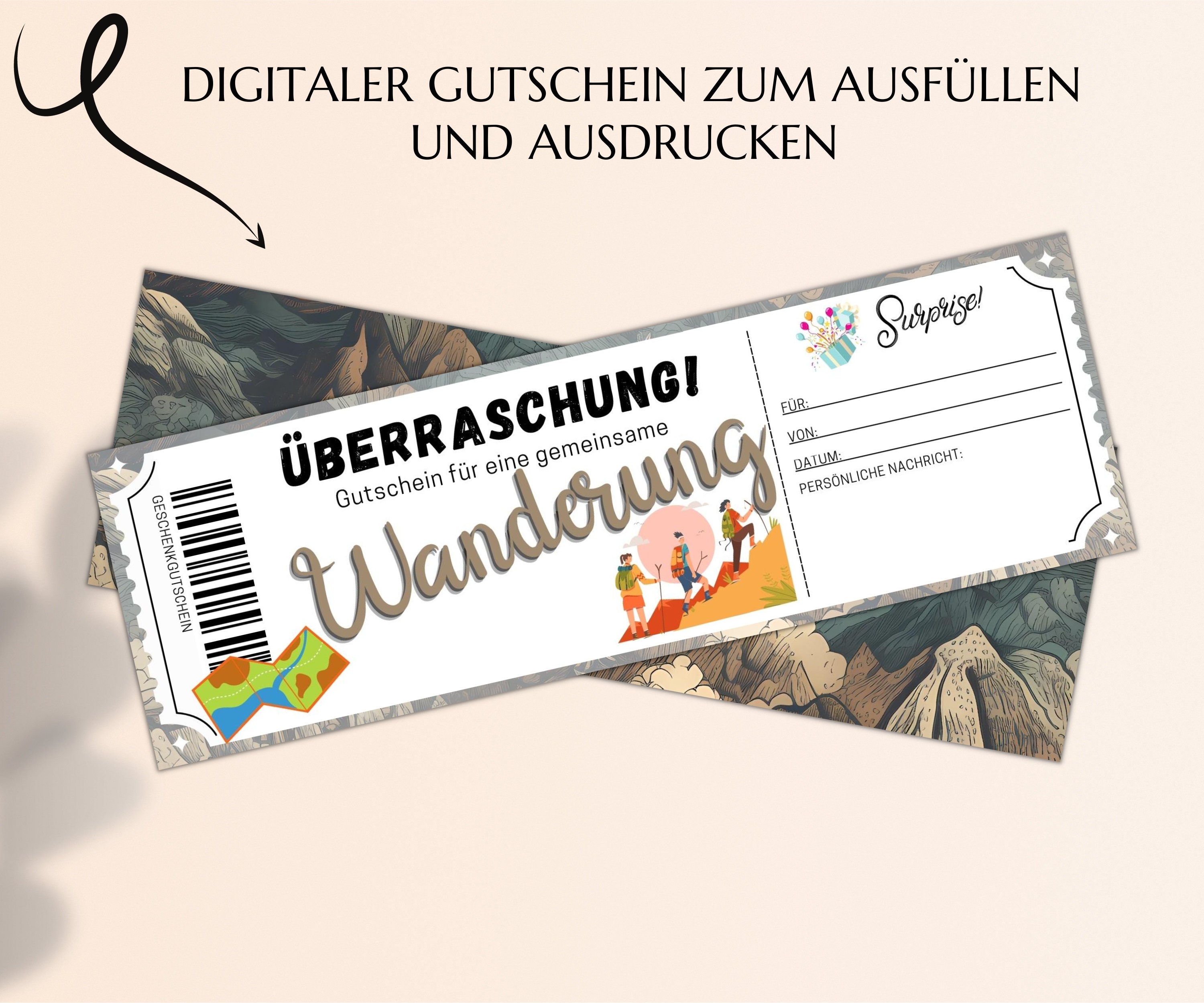 Gutscheinkarte Für Wanderung Gutschein Wandern Vorlage Zum Ausdrucken