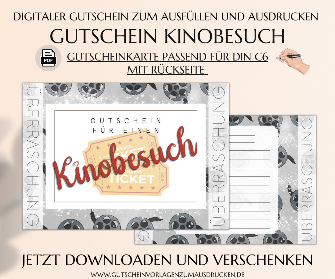 Kinogutschein Vorlage Zum Ausdrucken Gutschein Für Kinobesuch Kino