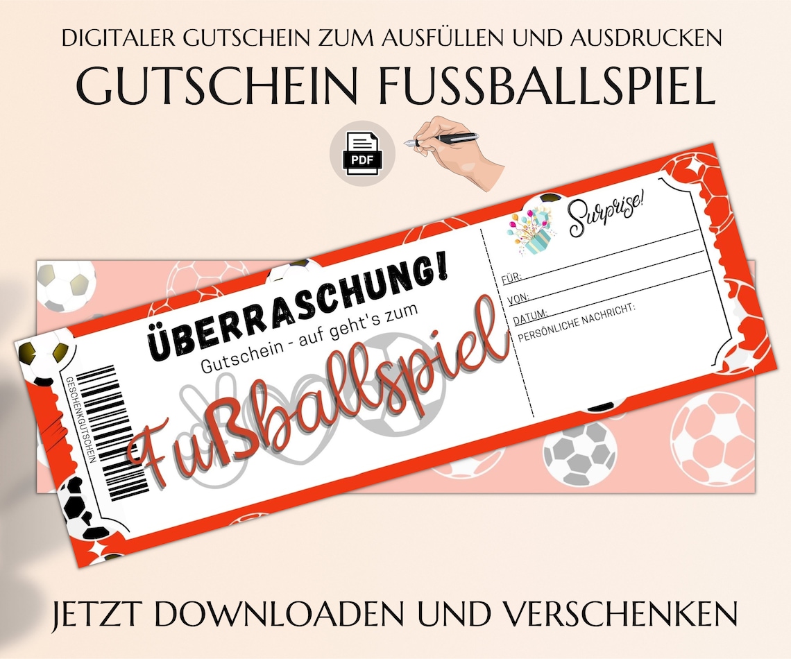Fußball Gutschein Vorlage Zum Ausdrucken Fußballspiel Geschenkgutschein