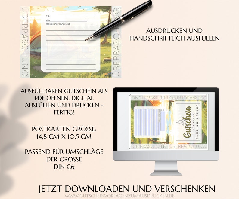 Gutschein Campingurlaub Vorlage zum Ausdrucken Gutschein Camping