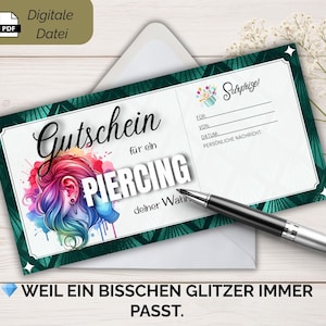 Plantilla de cupón de piercing para imprimir: una elegante idea de regalo en PDF para novias y adolescentes | Cupón digital | Descarga instantánea