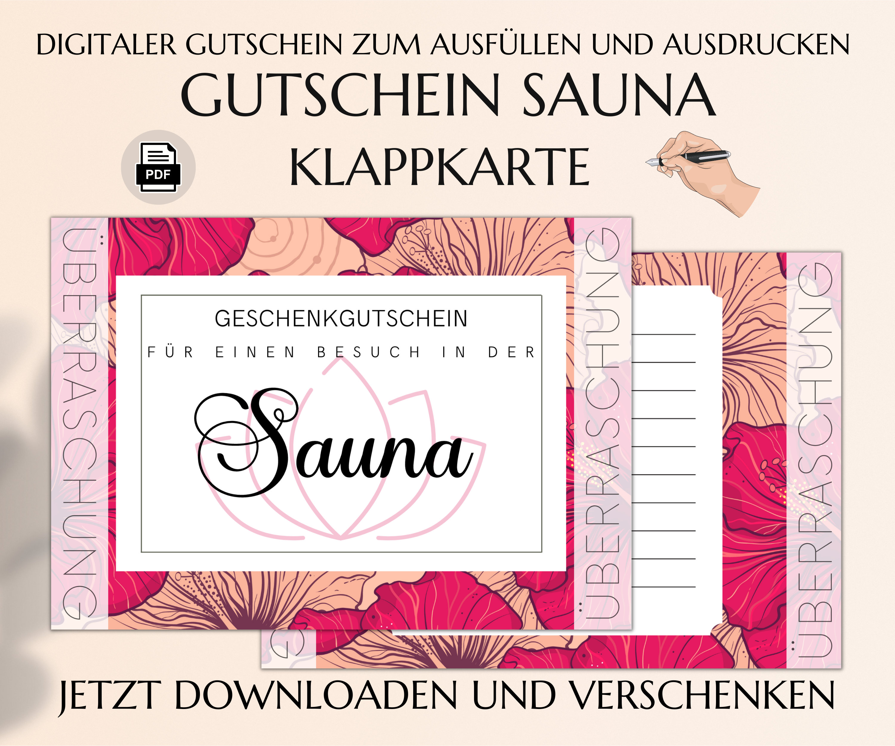 Sauna Gutscheinvorlage Zum Ausdrucken Saunagutschein Geschenkidee