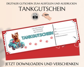 Tankgutschein sofort ausdrucken | Tank Gutscheinkarte Vorlage | PDF Download | Geburtstag Geschenk | Muttertag |  JSK071