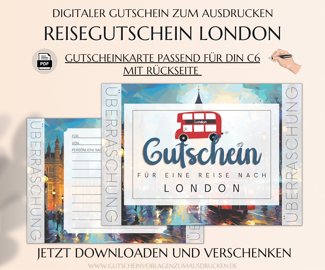 Reisegutschein London Gutschein Vorlage zum Ausdrucken Städtereise