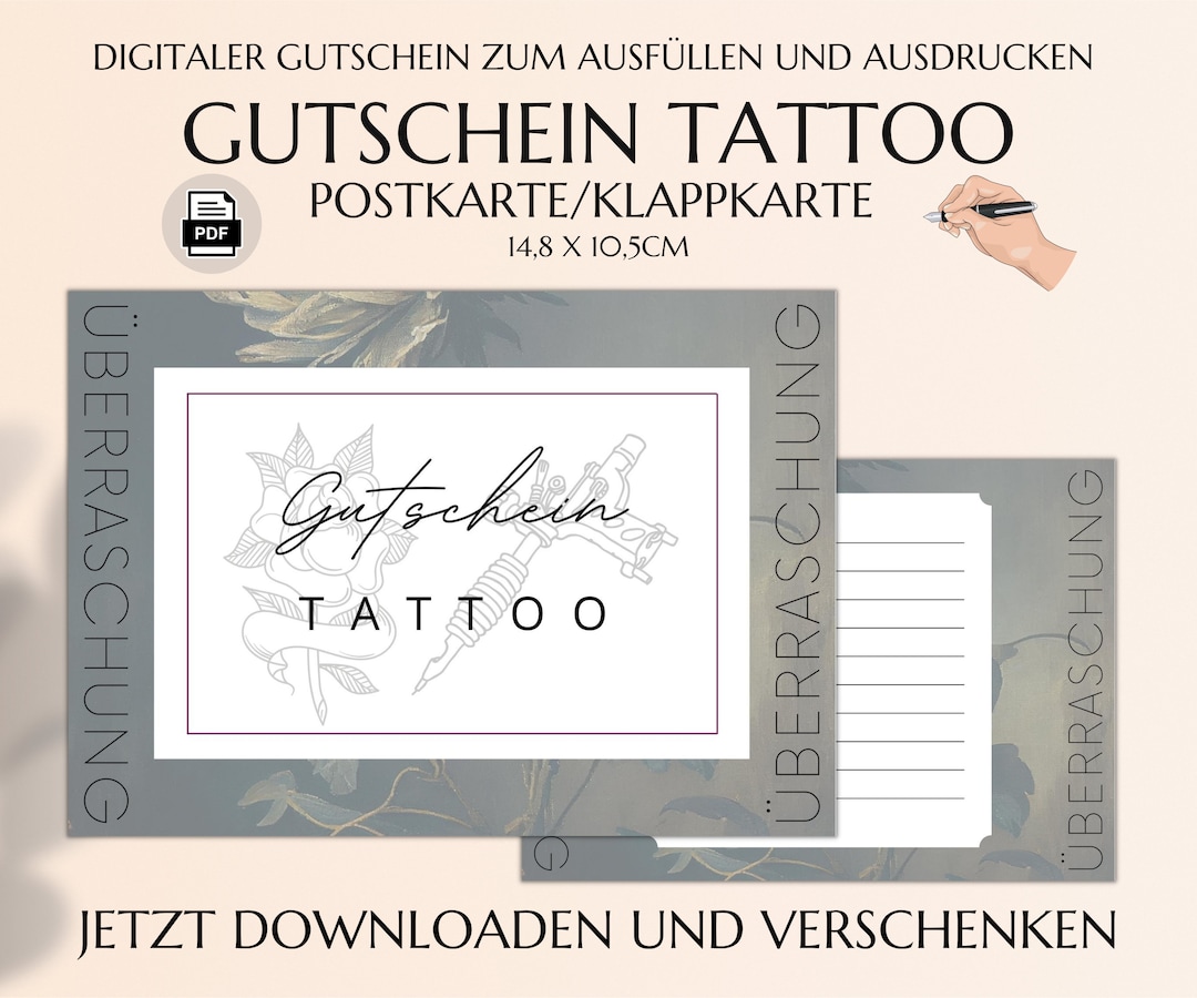 Tattoo Gutschein Vorlage Zum Ausdrucken Druckbare Karte Geldgeschenk