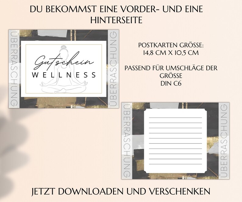 Wellness Gutschein Vorlage zum Ausdrucken Wellnessgutschein Geschenkgutschein Druckbare Karte JSK123 image 5