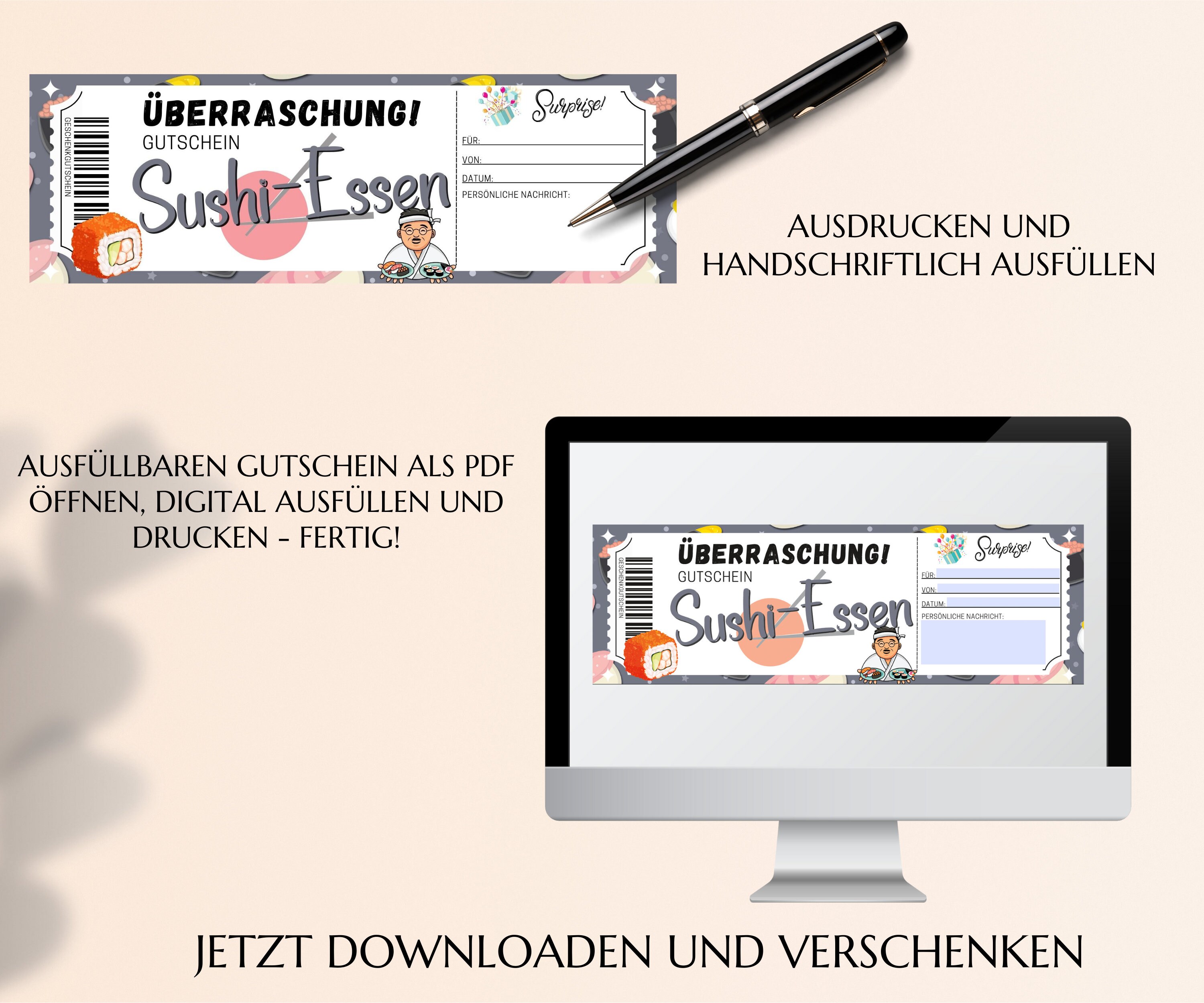 Asiatisches Restaurant Sushi Gutschein Zum Ausdrucken Essen Gehen ...