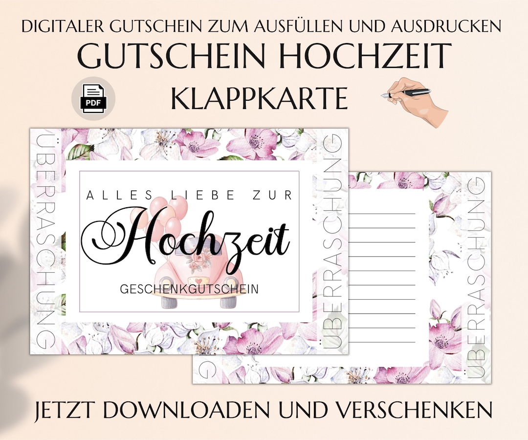 Hochzeit Gutschein Vorlage Zum Ausdrucken Last Minute Hochzeitsgeschenk