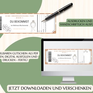 Gutschein Vorlage Wellness Gutscheinkarte PDF Download Geburtstag Geschenk Personalisiert JSK002 Bild 2