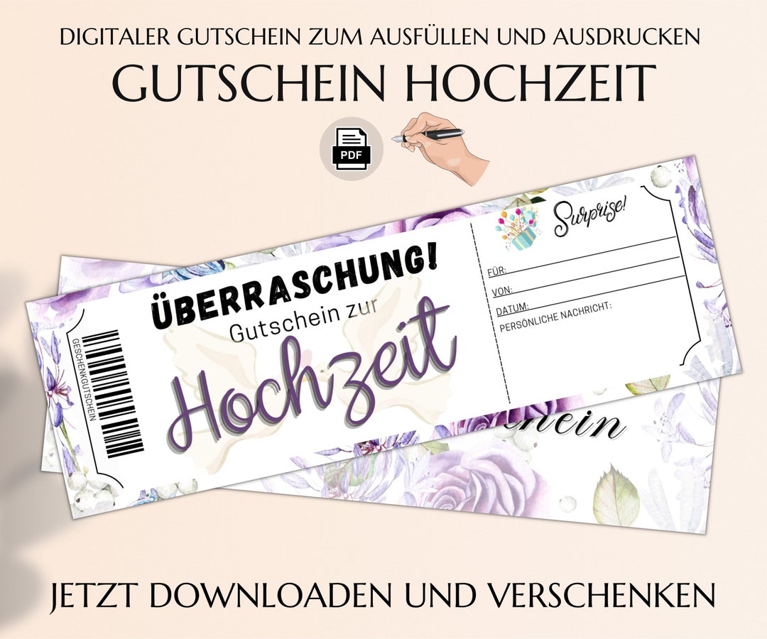 Gutschein Hochzeit Vorlage Zum Ausdrucken Last Minute Hochzeitsgeschenk