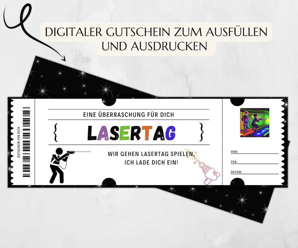 Lasertag Gutschein Einladung Vorlage Zum Ausdrucken Gutscheinkarte
