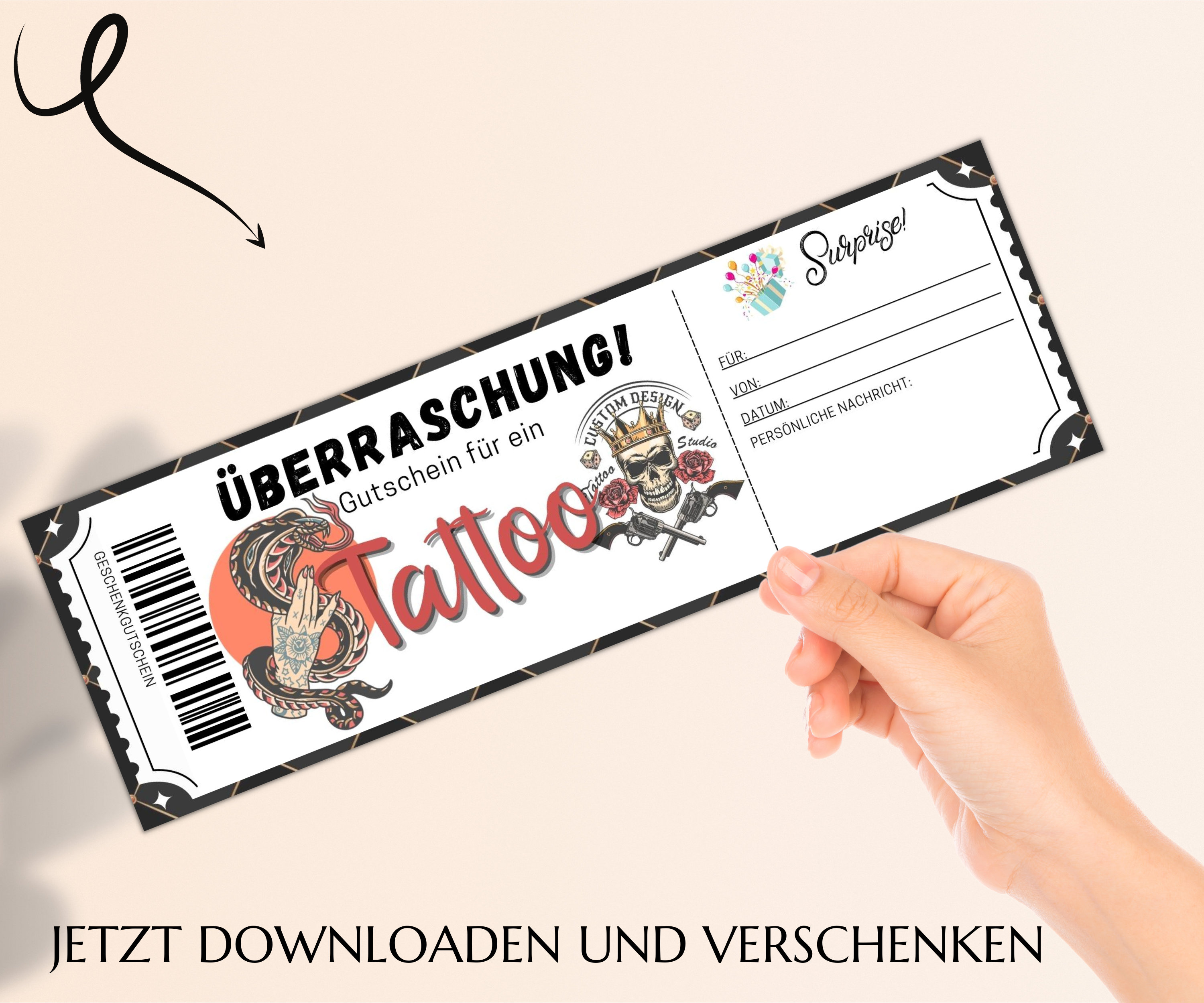 Tattoo Gutschein Vorlage Zum Ausdrucken Geldgeschenk Geschenkidee