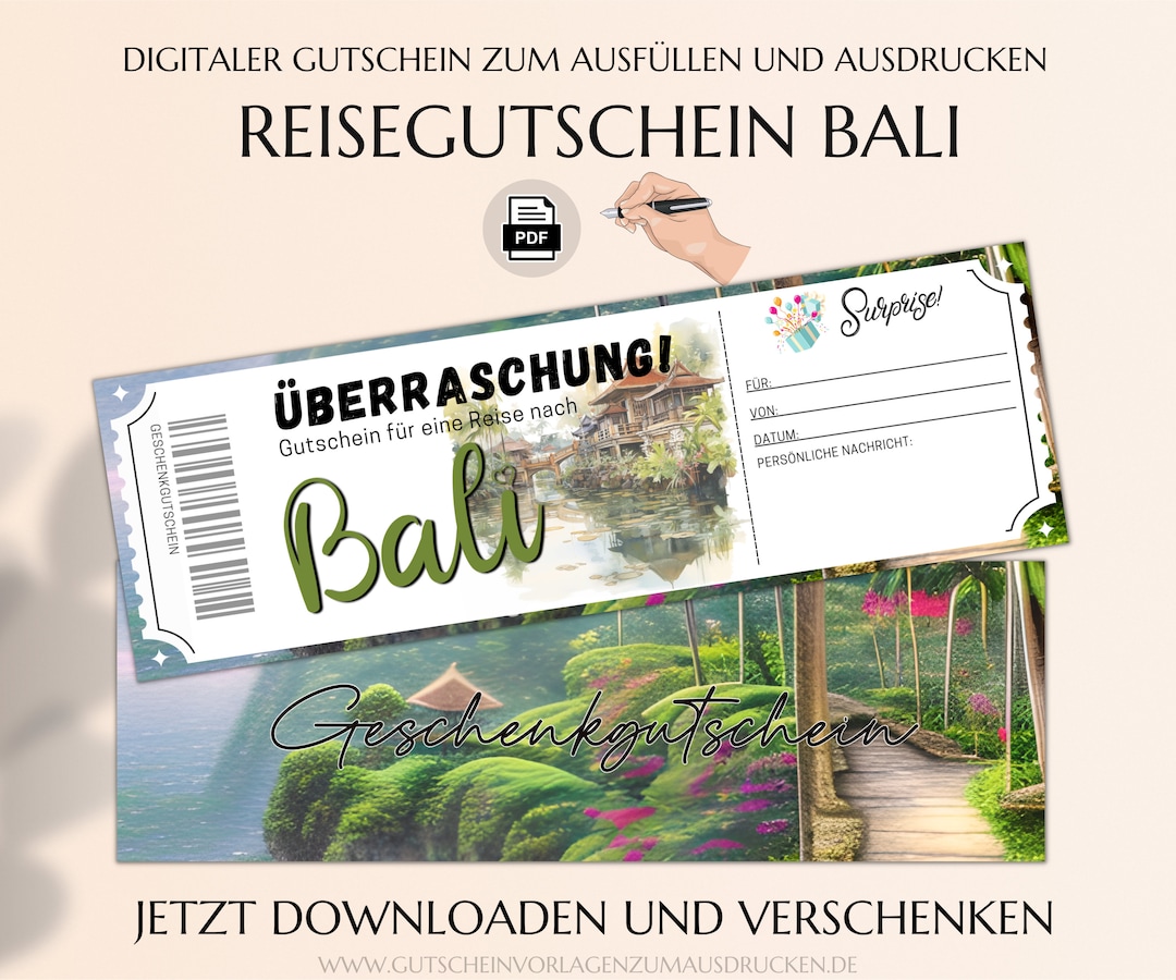 Reisegutschein Bali Gutscheinvorlage Zum Ausdrucken Gutschein Vorlage