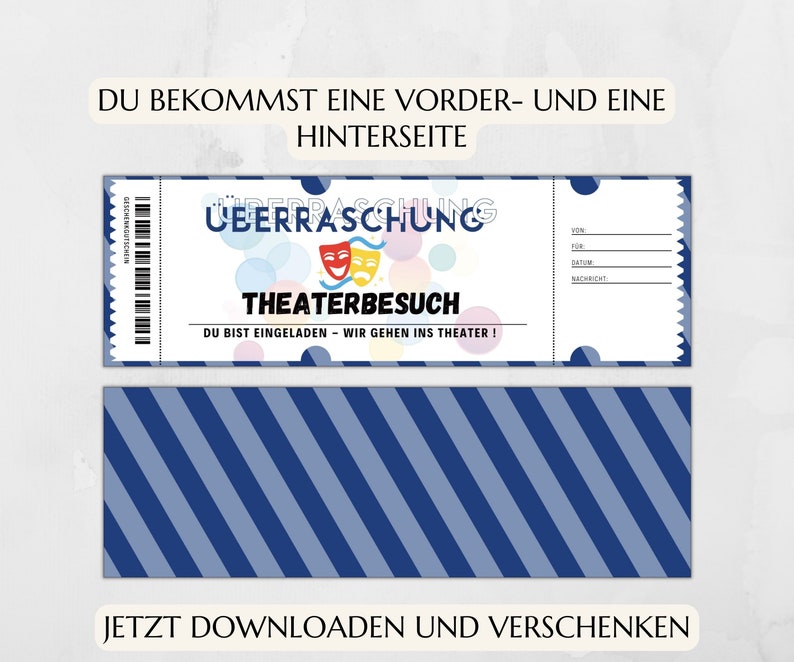 Gutschein Theater Vorlage zum Ausdrucken Theaterkarte Geschenk Personalisiert JSK063 image 4