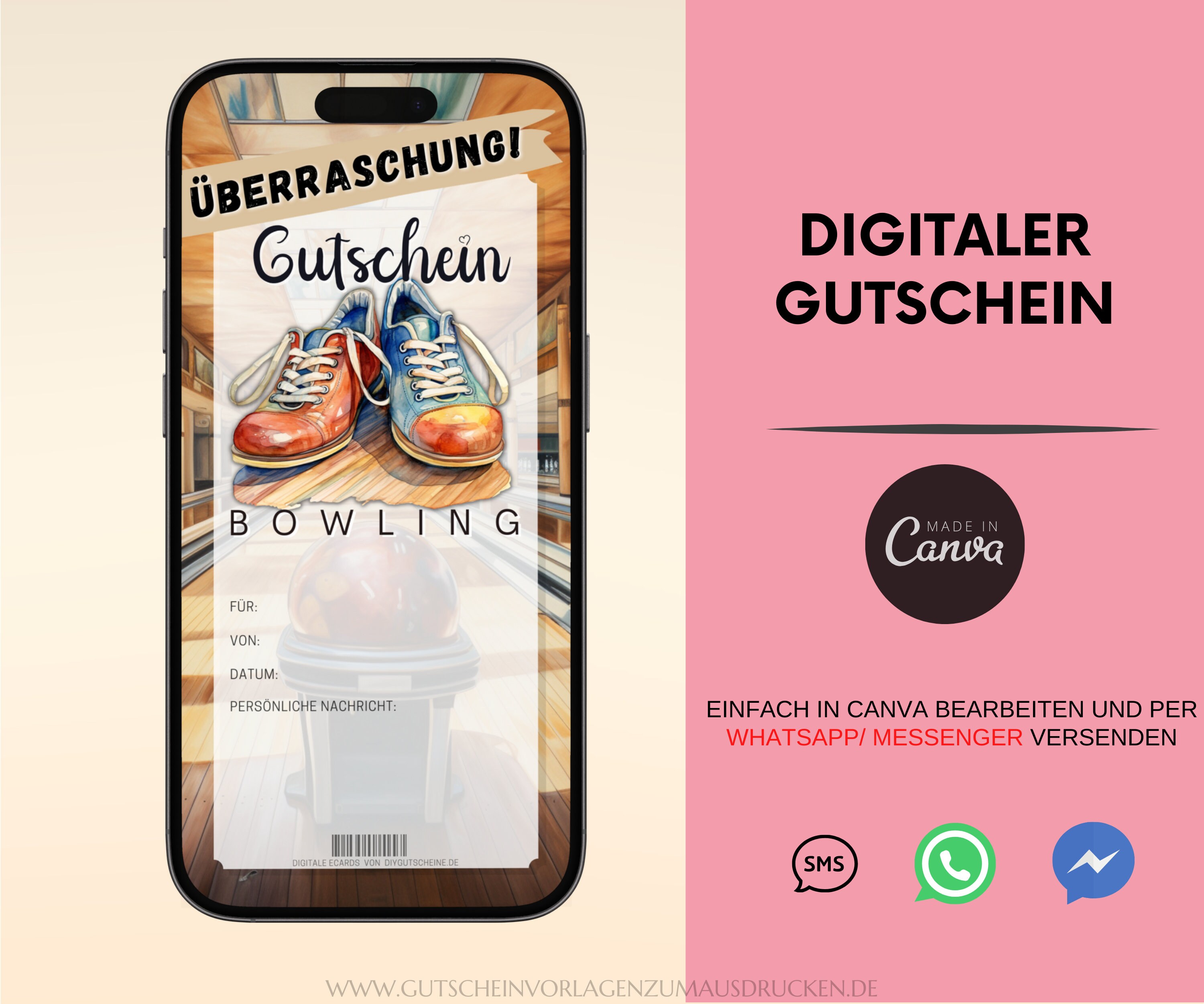 Voucher Bowling Template Ecard Digital Invitation for - Etsy