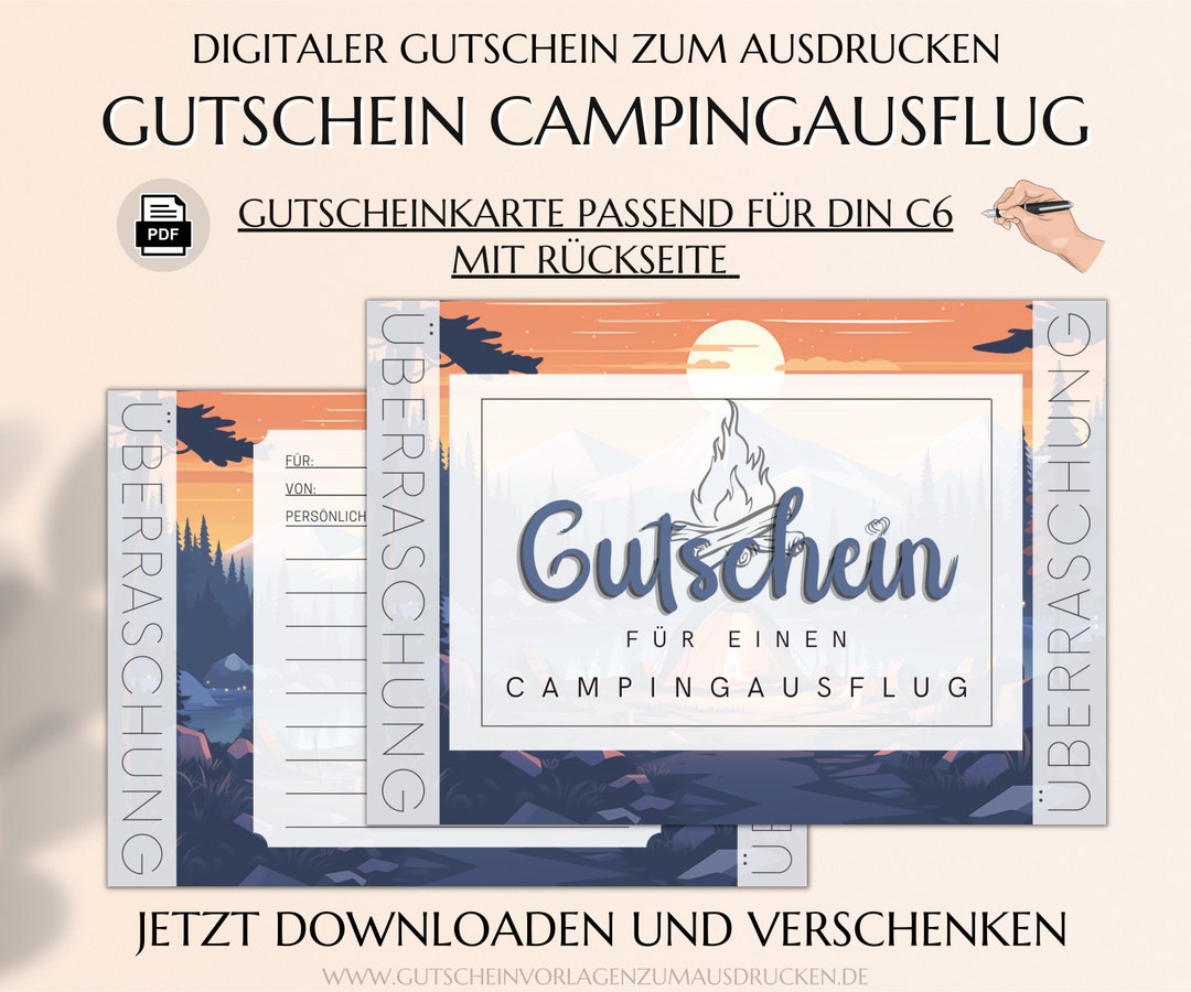 Gutschein Campingausflug Vorlage Zum Ausdrucken Gutschein Camping