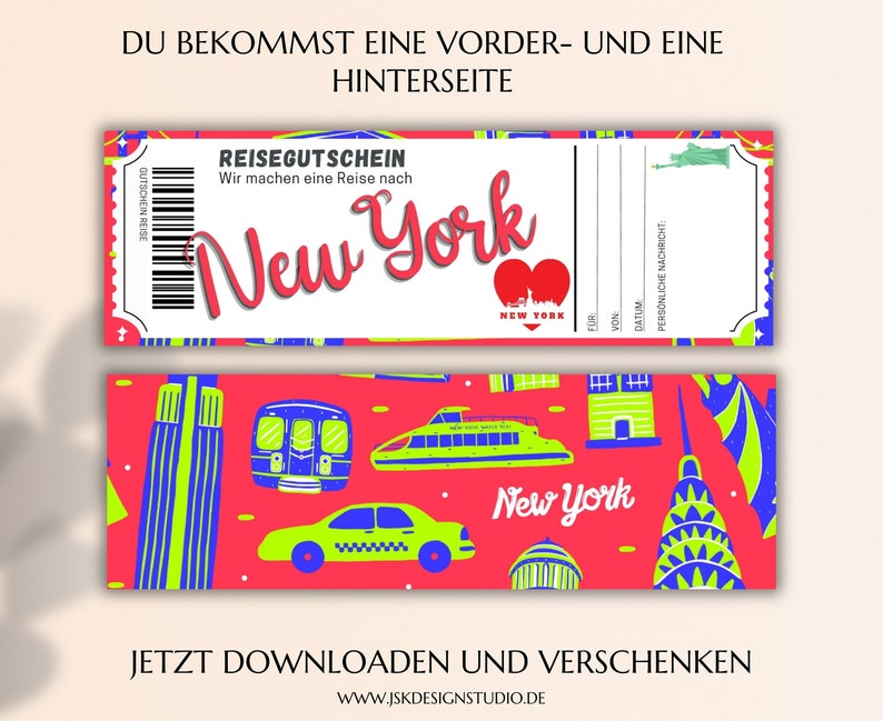 Travel Voucher New York Voucher Template to Print PDF Download Gift