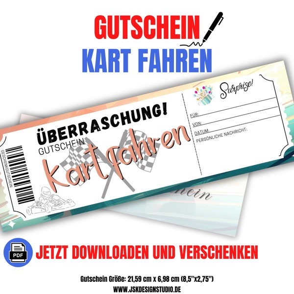 Gutschein kart fahren vorlage - Etsy.de