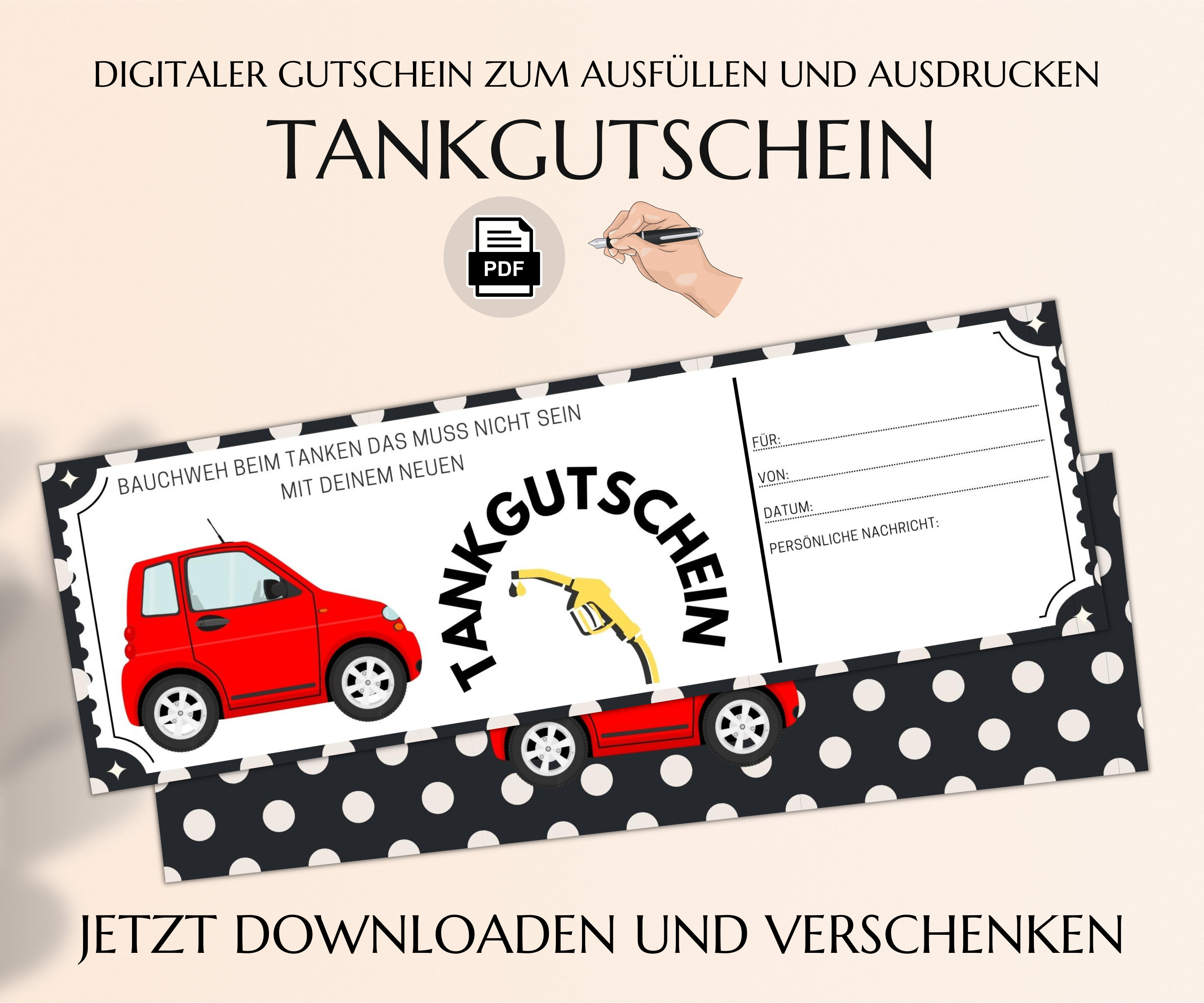Tankgutscheingutschein Vorlage zum Ausdrucken Tank Gutschein