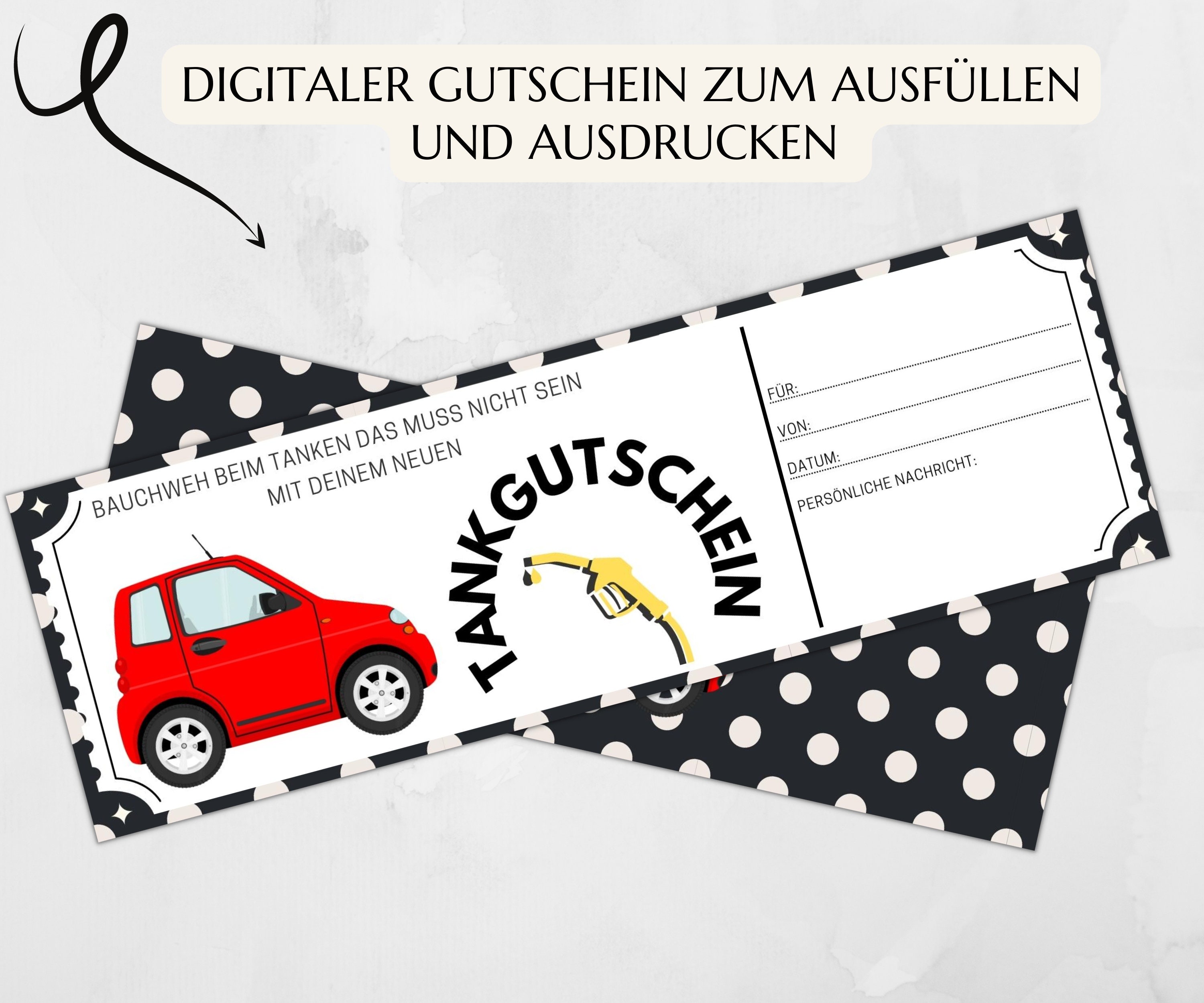 Tankgutscheingutschein Vorlage zum Ausdrucken Tank Gutschein