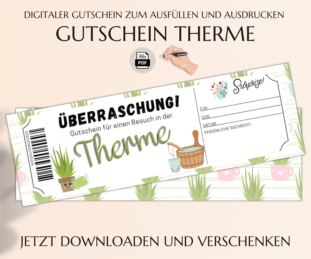 Gutschein Therme Wellness Vorlage Zum Ausdrucken Geschenkgutschein