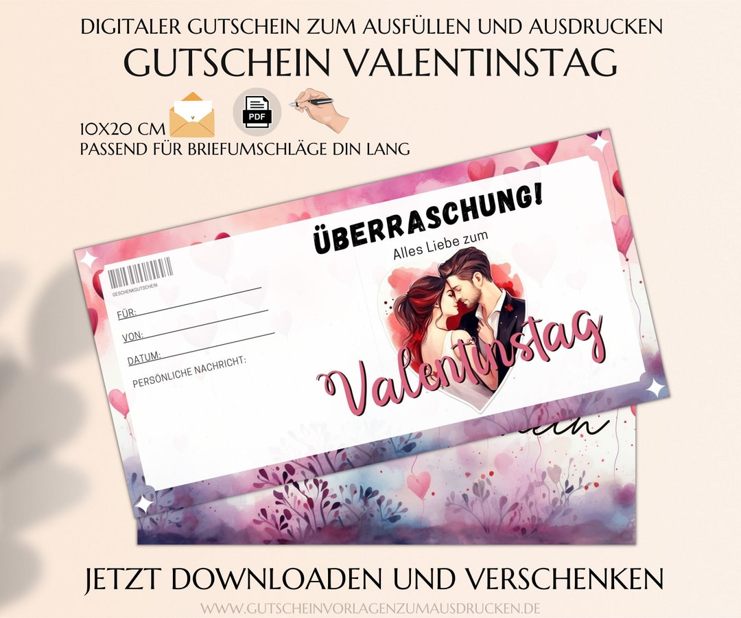 Gutschein Valentinstag Vorlage Zum Ausdrucken PDF Valentinstag Karte
