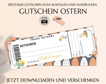 Gutscheinvorlage für Ostern zum Ausdrucken | individuelle Gutscheinkarte| PDF Download | Personalisiert | JSK015