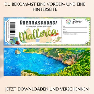 Mallorca Reisegutschein Vorlage Gutschein zum Ausdrucken Gutscheinkarte gemeinsame Zeit Urlaub JSK079 image 4