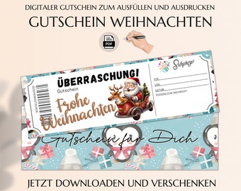 Frohe Weihnachten | Gutschein Vorlage PDF | Gutscheinvorlage zum Ausdrucken | Gutschein kreativ verpacken | JSK298